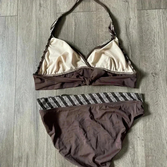 🎈2/$40🎈Silhouette Solutions Brown White Bikini - size 12 - Picture 3 of 3